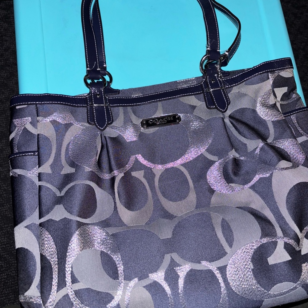 Coach Purple and Gray Tote Bag